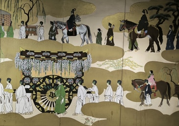 Fresque du Festival Aoi à la station Demachiyanagi, Kyoto